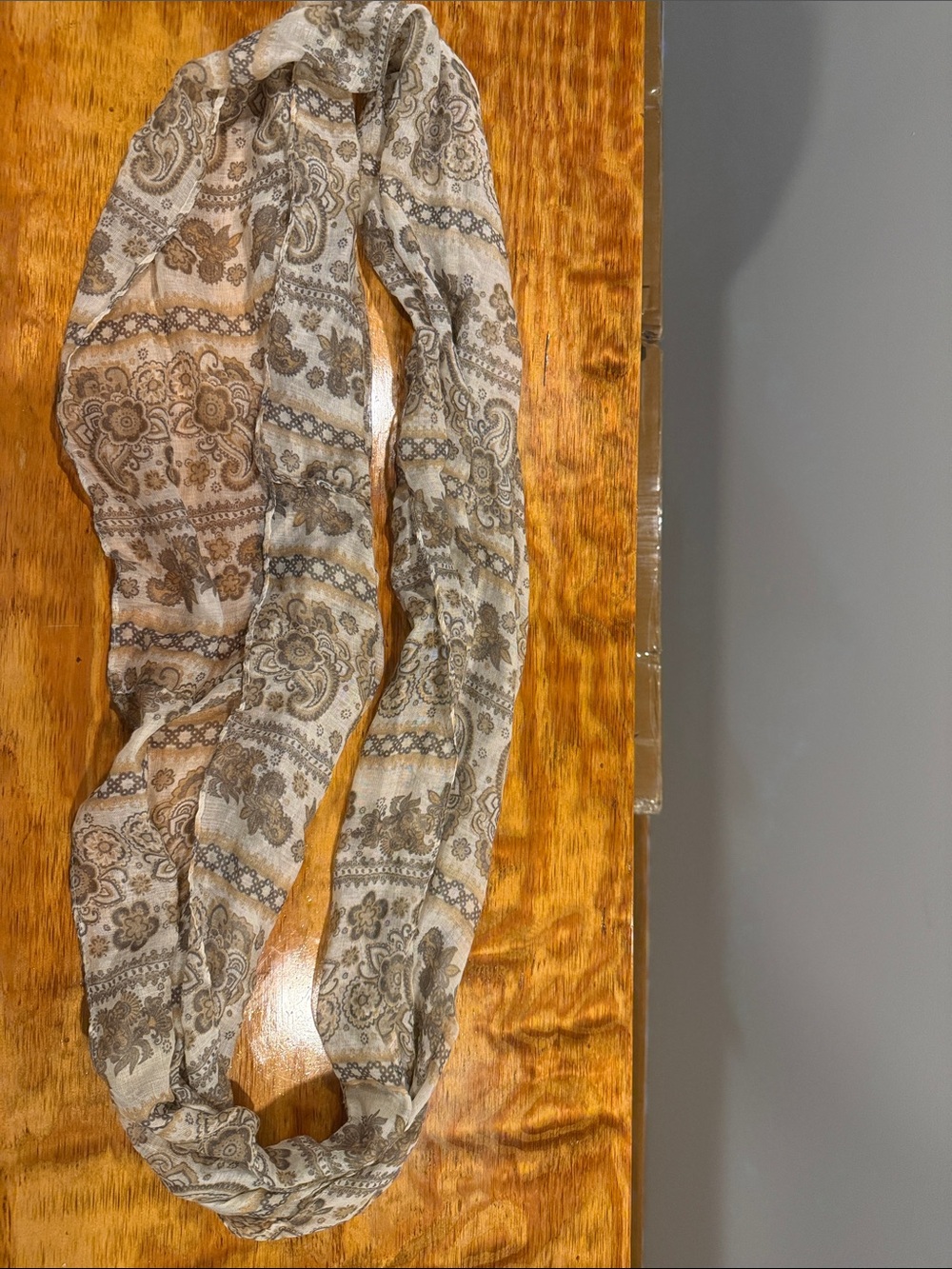Source Unknown Neutral Paisley Infinity Scarf